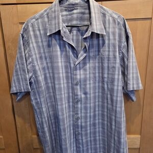 Men's Blue Plaid Short Sleeve Shirt